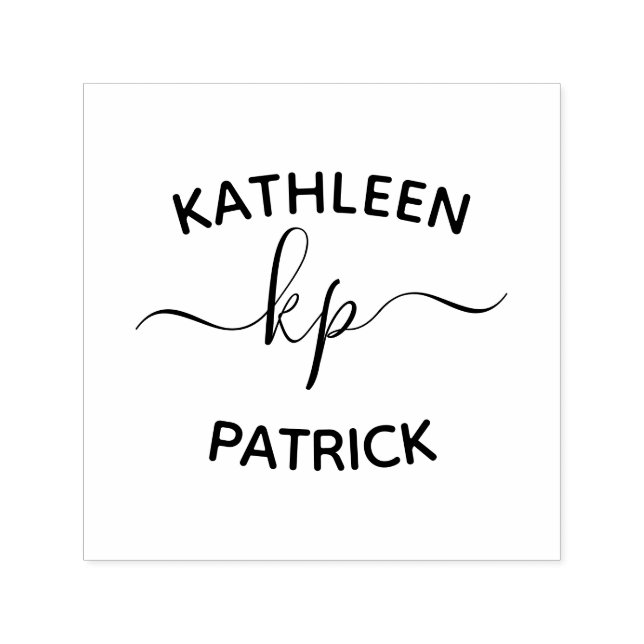 Elegant Couples Name Initials Wedding Self-inking Stamp (Design)