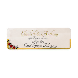 Elegant Couples Off White & Gold  Return Address