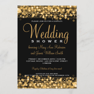 Elegant Couples Shower Party Sparkles Gold Invitation