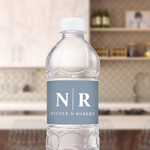Elegant Couples Wedding Monogram Personalized Water Bottle Label