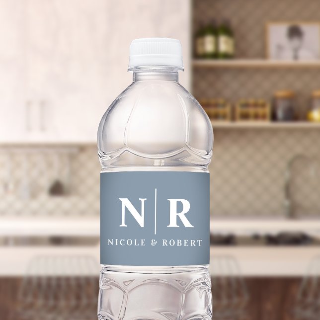  Elegant Couples Wedding Monogram Personalized Water Bottle Label (Creator Uploaded)