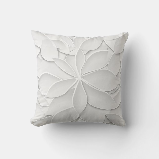 Elégant coussin à feuilles blanches (Recto)