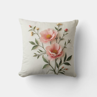 Élégant Coussin à fleurs roses