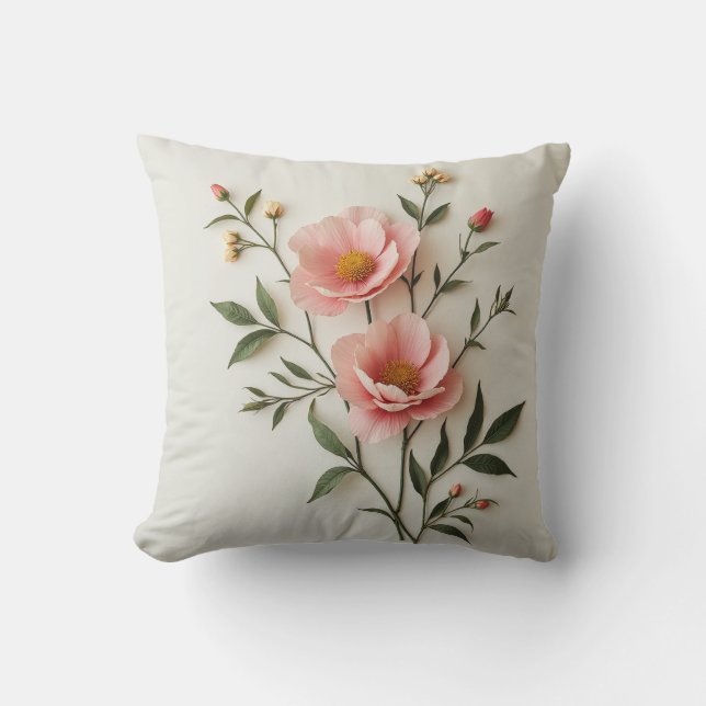 Élégant Coussin à fleurs roses (Recto)