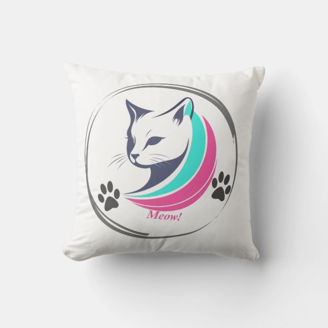 Elégant Coussin de chat - Moderne Meow Design (Recto)