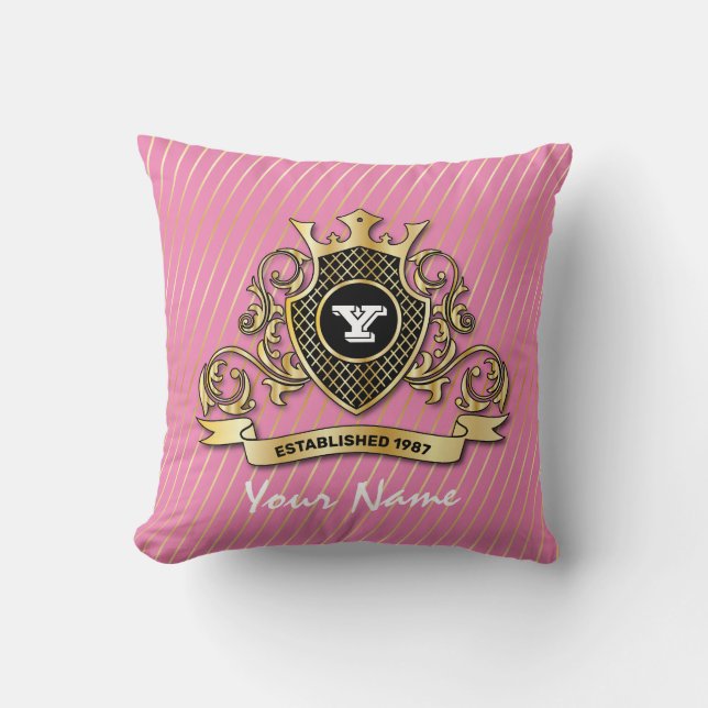 Élégant Coussin de Jet avec Monogramme Doré (Recto)