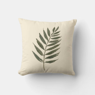 Élégant Coussin de Jet Botanique à Tige de Feuille