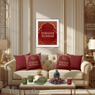 Élégant Coussin de Lancer Ramadan Mubarak