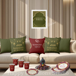 Élégant Coussin de Lancer Ramadan Mubarak