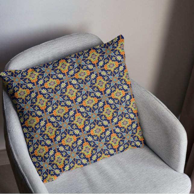 Élégant Coussin de MoJo américain orange bleu mari (Créateur téléchargé)