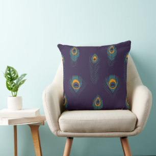 Élégant coussin décoratif avec motif de plume de p