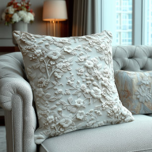 Élégant Coussin décoratif Floral Embossé
