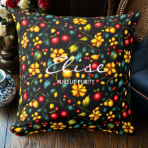 Élégant Coussin Décoratif Floral Khokhloma
