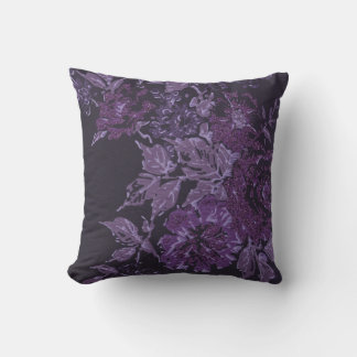 ÉLÉGANT COUSSIN FLORAL NOIR PURPLE PERSONNALISÉ