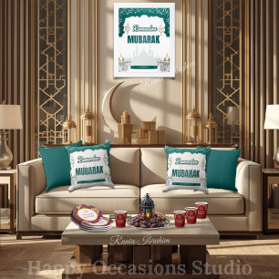 Élégant Coussin Ramadan Mubarak