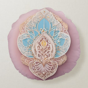Élégant Coussin Rond en Dentelle 3D, Luxe pour Jeu