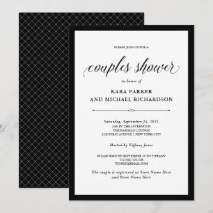 Elegant Couture Black and White Couples Shower Invitation