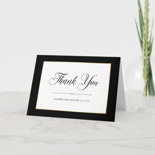 Elegant Couture | Black and White Thank You Card (Front)