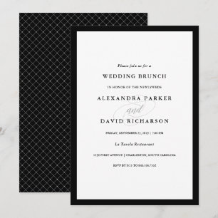 Elegant Couture Black and White Wedding Brunch Invitation