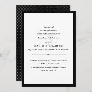 Elegant Couture Black and White Wedding Invitation