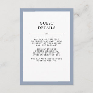 Elegant Couture   Dusty Blue Guest Details Enclosure Card