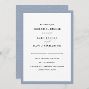 Elegant Couture   Dusty Blue Rehearsal Dinner Invitation