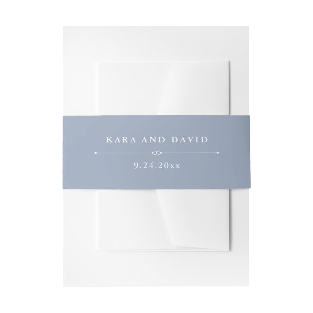 Elegant Couture | Dusty Blue Wedding Invitation Belly Band (Front Example)