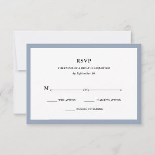 Elegant Couture   Dusty Blue Wedding RSVP Card