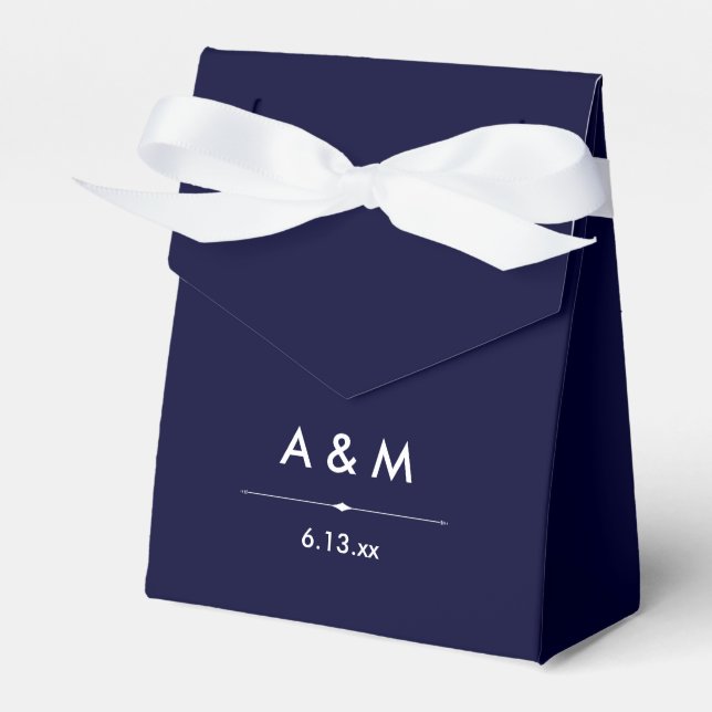 Elegant Couture | Navy Blue Wedding Favor Box (Front Side)