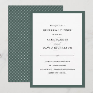 Elegant Couture   Rich Green Rehearsal Dinner Invitation