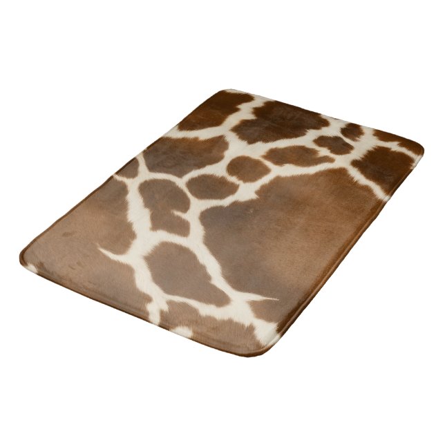 Elegant Cow Faux Leather Modern Collection Bath Mat (Angled)
