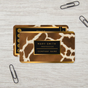 Elegant Cow Faux Leather Modern Collection Business Card