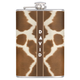 Elegant Cow Faux Leather Modern Collection Hip Flask