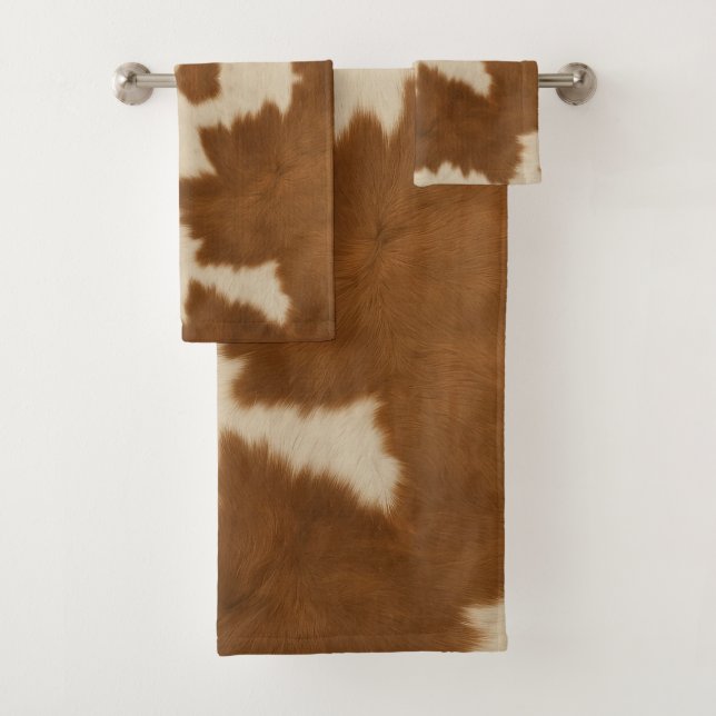 Elegant Cow Faux Leather Trendy Collection Bath Towel Set (Insitu)