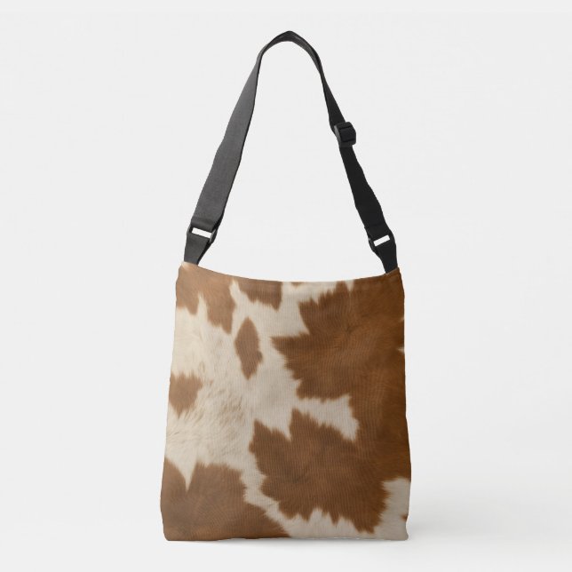 Elegant Cow Faux Leather Trendy Collection Crossbody Bag (Front)