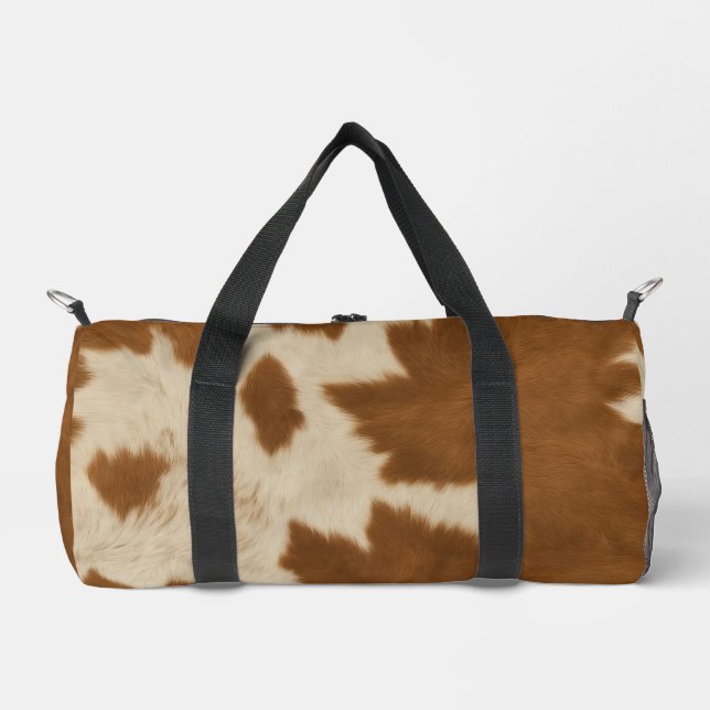 Elegant Cow Faux Leather Trendy Collection Duffle Bag (Front)