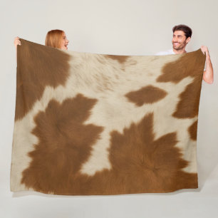 Elegant Cow Faux Leather Trendy Collection Fleece Blanket