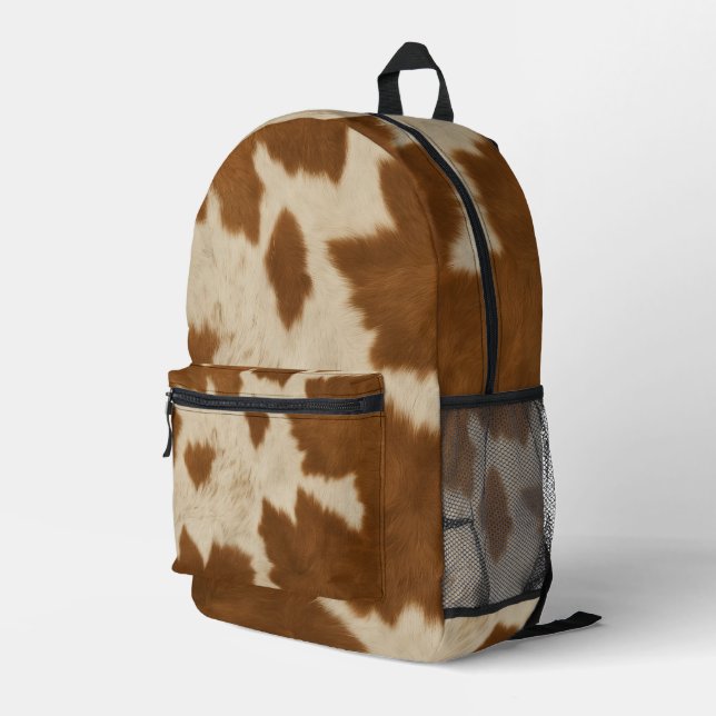 Elegant Cow Faux Leather Trendy Collection Printed Backpack (Back Corner Right)