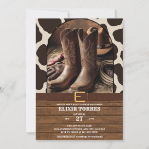 Elegant Cowgirl Boots Baby Shower Invitation