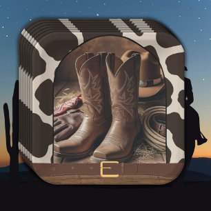 Elegant Cowgirl Boots Baby Shower Paper Plate