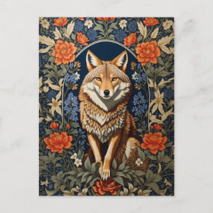 Elegant Coyote William Morris Inspired  Postcard