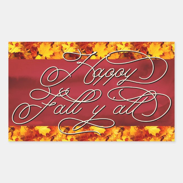   Elegant Cozy Autumn Vibes Quote Happy Fall Y'all Sticker (Front)