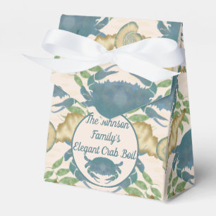 Elegant Crab Feast-Watercolor Blue Crabs, Seashell Favor Box