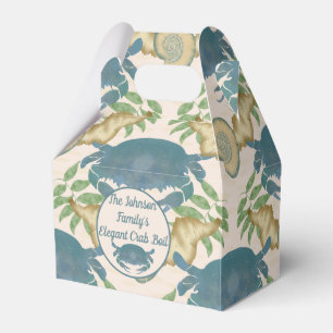 Elegant Crab Feast-Watercolor Blue Crabs, Seashell Favor Box