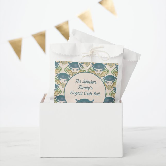 Elegant Crab Feast-Watercolor Blue Crabs, Seashell Favour Bag (Party)