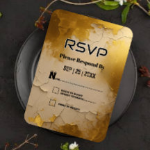 Elégant Cracked Gold Foil Wedding Carte RSVP