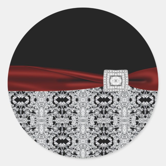 Elegant Cranberry Red Black Diamond Stickers (Front)