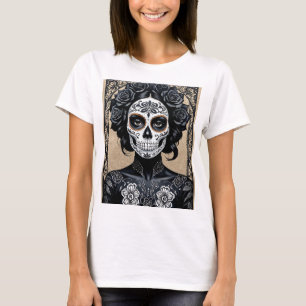 Elégant crâne de sucre gothique T-shirt d'art flor