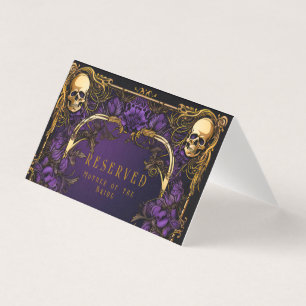 Elégant crâne gothique et Mariage Rose Carte Place