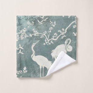 Elegant Cranes Art Pattern   Colourful Crane Birds Bath Towel Set
